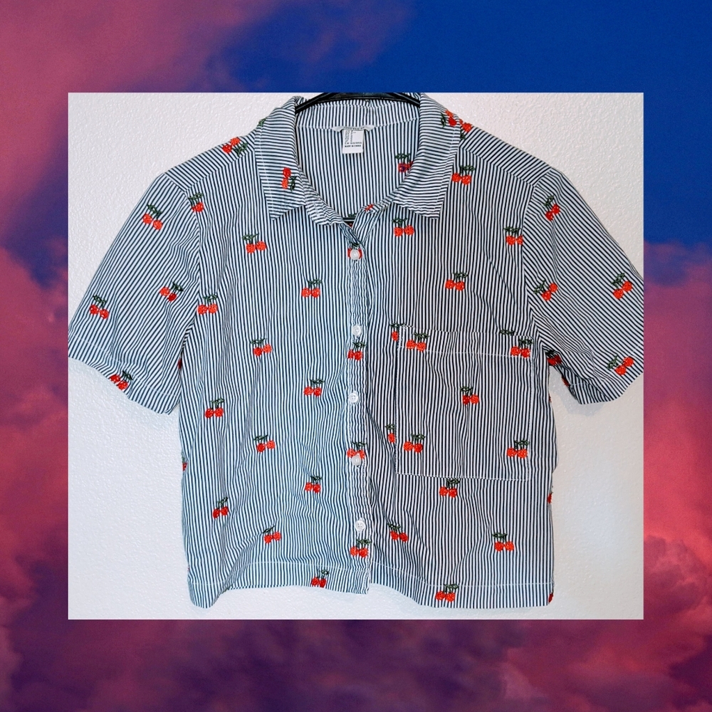 Striped cherry shirt with pocket